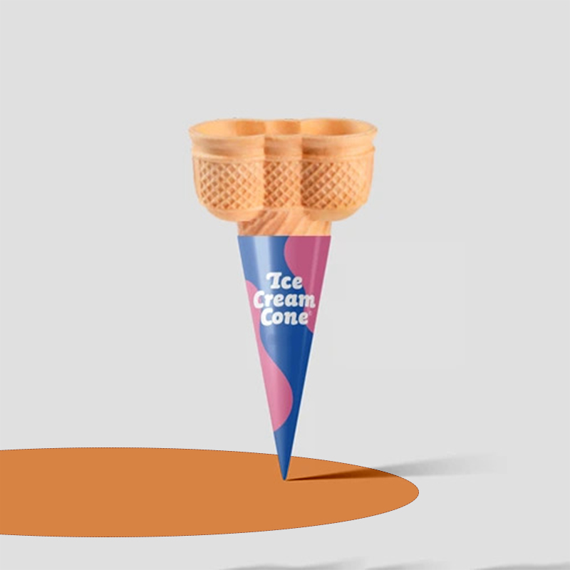Twin Scoop Ice Cream Cone Sleeves — custom ice cream boxes by Packmio Twin Scoop Ice Cream Cone Sleeves in use, packed and ready to ship