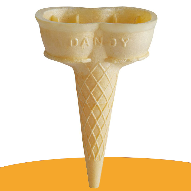 Twin Scoop Ice Cream Cone Sleeves — custom ice cream boxes by Packmio Close detail of the print finish on twin scoop ice cream cone sleeves