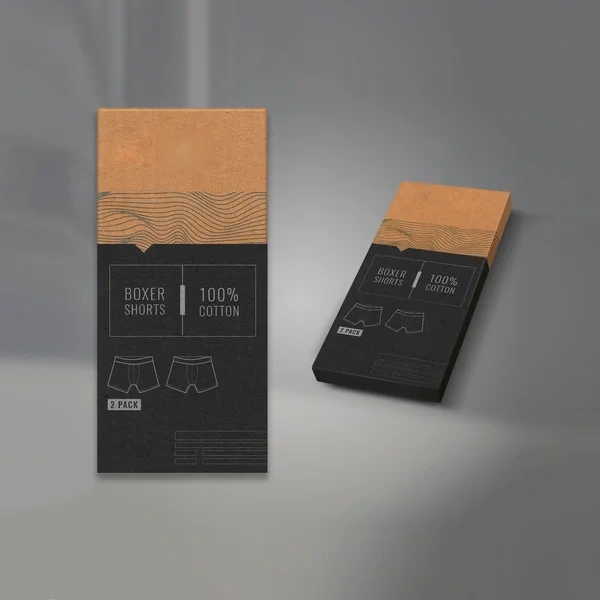 Underwear Boxes — custom apparel boxes by Packmio Underwear Boxes beside the product it was made to hold