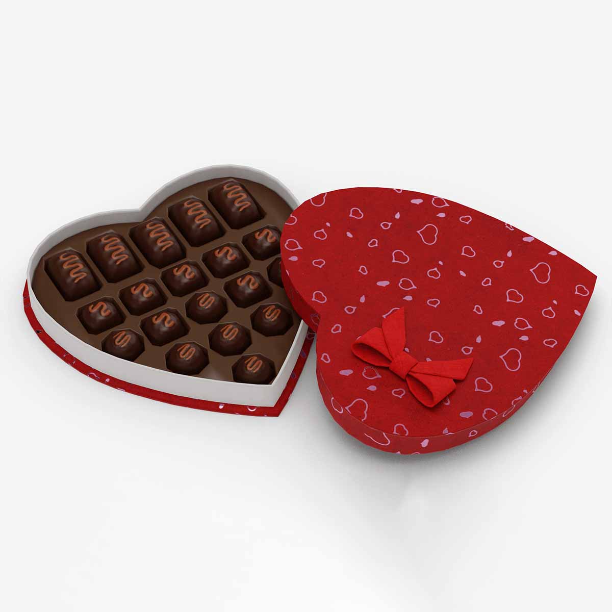 Valentine Candy Boxes photographed at an angle to show the board thickness