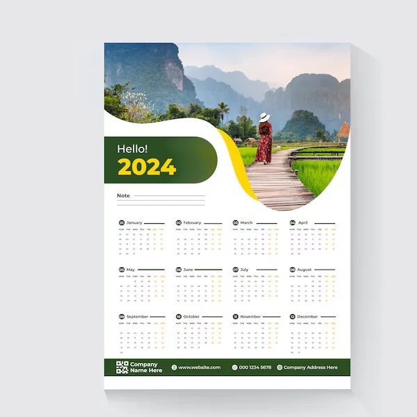 Wall Calendar — custom stationery by Packmio Wall Calendar photographed at an angle to show the board thickness