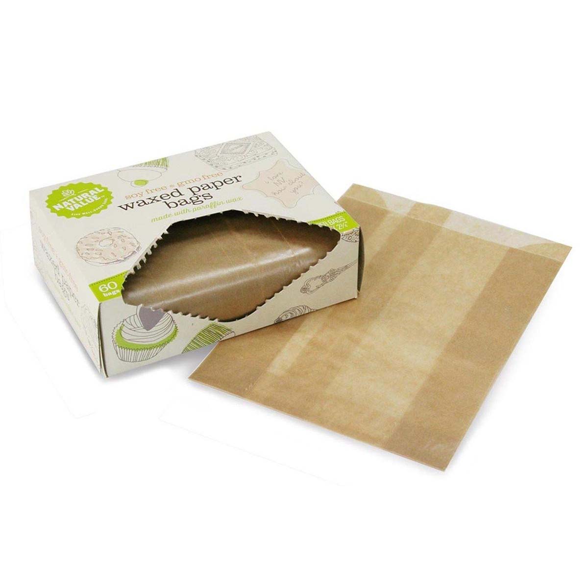 Wax Paper Bags opened to show the inside print and construction