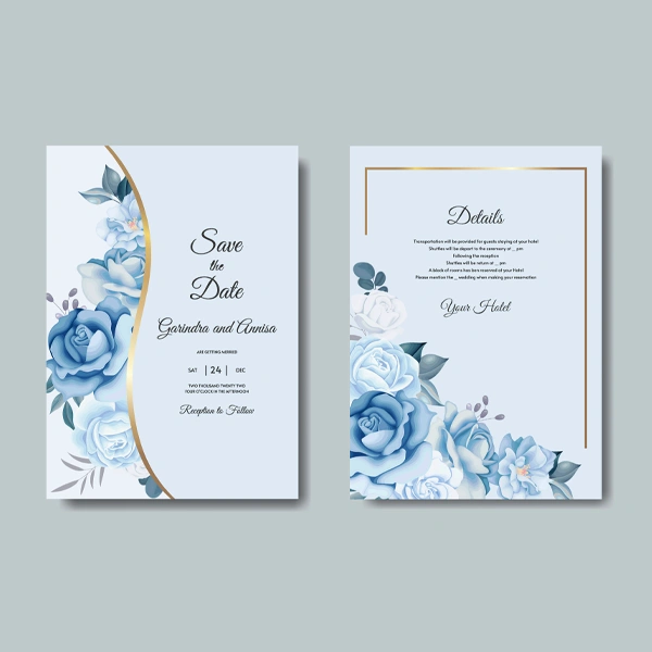 Wedding Invitation Cards opened to show the inside print and construction