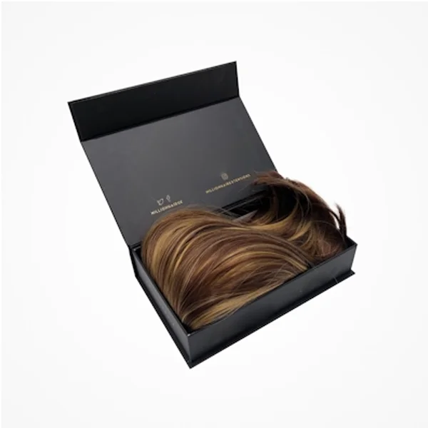 Wig Boxes — custom hair extension boxes by Packmio Wig Boxes in use, packed and ready to ship